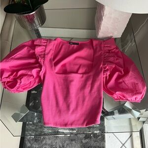 NWOT Zara Puff Sleeve Square Neck Crop Top